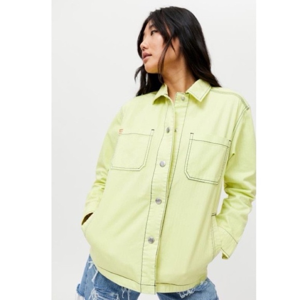 BDG Women Light Green Snap Jacket XS Collared Pockets Relaxed Fit - Picture 7 of 7